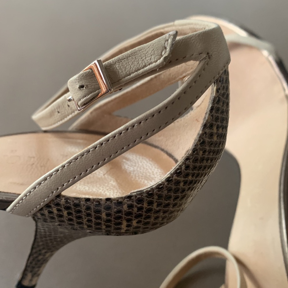 Alain Tondowski Paris snakeskin and creme leather Sandle 38.5 - Picture 10 of 12